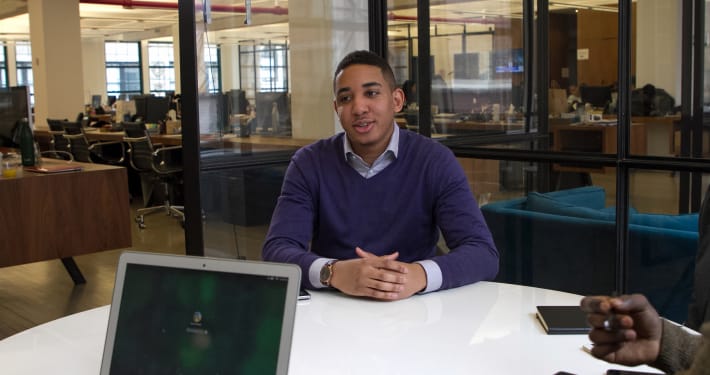 Executive in a meeting room during a job interview