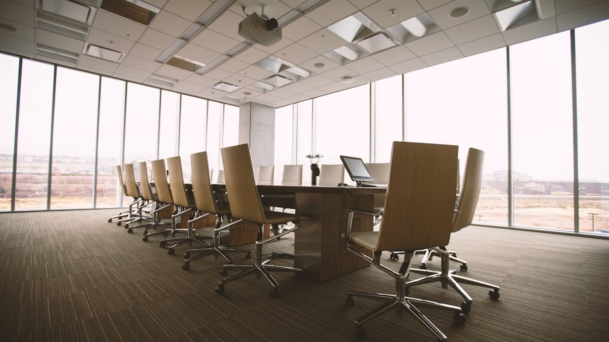 Empty boardroom with large table